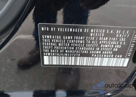 2018 Volkswagen Jetta 1.4T S z USA, uszkodzony, nr VIN 3VW2B7AJ4JM237279